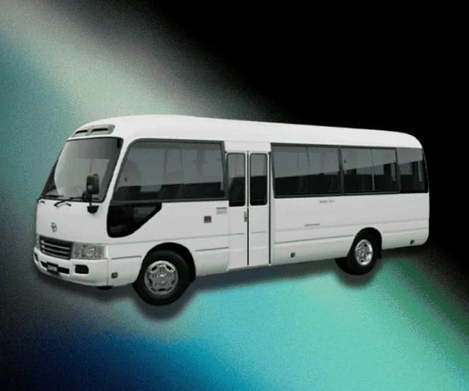 M1 Car Lift Toyota Coaster bus used for Sharjah to Dubai group commute